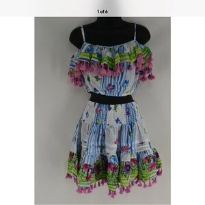 ANTICA SARTORIA 2024 STRIPES & BUTTERFLIES GREAT SHORT SKIRT & TOP SET
OS NWT